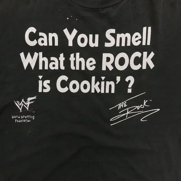 WWF The Rock Can You Smell What The Rock Is Cooking Black T-Shirt - Size XL
